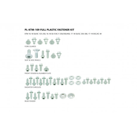 Набор крепежа для пластика UFO КТМ SX-SXF-EXC-EXC-F 16-19